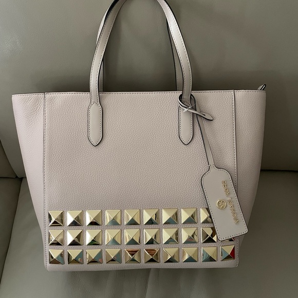 NEW***MICHAEL KORS Sinclair East West large studs leather large tote bag - PINK - Picture 3 of 14